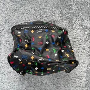 Vintage Baby Phat Bag Womens Black Faux Leather Zip Travel Purse Makeup AOP y2k